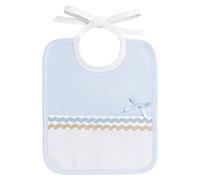 FILET Bib with Pocket in Aida Cloth to be Embroidered, Sky Blue,One Size