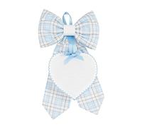 Filet Birth Ribbon with Heart-Shaped Pendant in Aida 55 Holes to Embroider, Made of Cotton, Ideal to Hang to Announce The Birth of a Baby, 100% Made in Italy, Light Blue, One Size (AMP1923B)