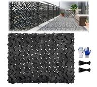 Filet de Camouflage Noir Déco pour Jardin Balcon Brise-vue, Oxford 210D Voile d'ombrage Militaire Chasse Airsoft, Maille Résistante Camping Clôture Fête Chambre Enfant 2x3 3x6 4x6(12Mx13M)