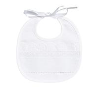 FILET - Elegant and Finished Ceremonial Bib, Made from High Quality Cotton with Aida Band Embroidery and Lace, Ideal for Newborns and Infants, 100% Made in Italy, White Colour