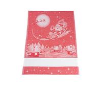 Filet - Jacquard Cotton Christmas Tea Towel, Size 81 x 57 cm, with Aida Insert to Embroider, Santa Claus on Sleigh Design, Made in Italy, Red