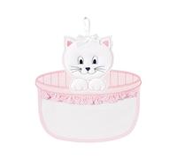 FILET - Kitten Birth Ribbon - Aida Canvas Basket for Embroidery, Ideal for Hanging to Announce the Birth of a Girl, 100% Made in Italy, Pink and White