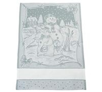 FILET - Pure Jaquard Cotton Christmas Towel, Size 81 x 57 cm, with Aida Canvas Embroidery Insert, Snowman Pattern, Ice Color, Nice Gift Idea, Made in Italy