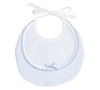 Filet - Round bib made of soft fabric with 3D effect with aida insert for embroidery, closure with flaps, made in Italy, colour: light blue