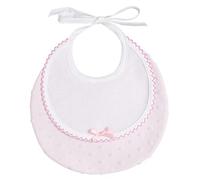 Filet - Round bib made of soft fabric with 3D effect with aida insert for embroidery, closure with flaps, made in Italy, pink