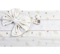 FILET - Set for Pram 3 Pieces in Taupe Pattern, Composed of 1 Fitted Sheet with Corners, 1 Top Sheet with Headband in Aida Fabric to Embroider and 1 Pillowcase, 100% Cotton, Made in Italy