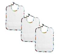 Filet - Set of 3 Baby Bibs with Elastic White Sponge with Aida Fabric to Embroider, Machine Pattern Edge