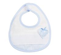 FILET - Terry Cotton Bib with Aida Cloth to Emboider and Velcro, White and Bleu