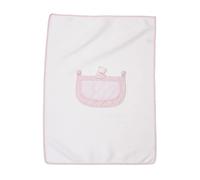 FILET - Warm Fleece Blanket for Newborn Babies, Made of Soft, Fleece with Aida Insert to Embroider, 100% Made in Italy, Size 60x80 cm, Colour White and Pink