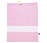 Filet Yarn-Dyed Checked Nursery Bag with Aida Embroidery, Pink and White