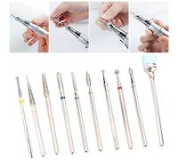 FILFEEL 10pcs Electric Nail Drill Bits Set for Manicure Pedicure Nail Polishing Machine Accessory with Dust Brush 4.5mm Diameter Handle Tungsten Steel for Salon Home Use