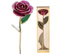 FILFEEL 24K Gold Rose, Dipped Flower Gift for Her Made of Fresh Rose, Last Forever Mother's/Thanksgiving/Christmas/Valentine's/Birthdays Party/Graduations/Weddings (Purple)