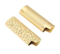 FILFEEL 2PCS Zinc Alloy Case Holder with Stereoscopic Relief Design - Protective & Decorative Metal Sleeve for Standard Rectangular Lighters, 3. Inch Vintage- Accessory (Gold)