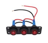 FILFEEL 3 Gang Toggle Switch Panel - 20A Red LED Round Rocker Switch Panel for Car Boat Truck RV ATV UTV Marine 12V-24V