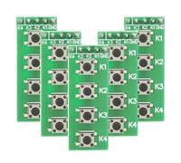 FILFEEL 4 Button Key Module - Universal 4 Key Push Button Switch Module with Common Cathode Output, 2.54mm Pin Pitch, Compatible with PIC ARM AVR FPGA CPLD Breadboard - 5 Pack