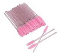 FILFEEL 50pcs Nylon Makeup Brush, Disposable Eyelash Wands with Spiral Structure Design, for Easy Mascara Application and Eyebrow Combing (Pink)