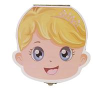 FILFEEL Baby Milk Tooth Box, Individual Holes Primary Teeth Organizer Kids Keepsake Collecting Box for Children, Boy and Girls - Wooden (English)(Girls)