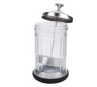 FILFEEL Barber Jar High Borosilicate Glass Soaking Jar with Removable Stainless Steel Basket for Barbershop Nail Tools Cleaning 21oz Capacity Durable Hygienic Professional Use (Silicone Ring)