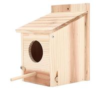 FILFEEL Bird House, Organic Logs Material Outdoor Wooden Bird Houses Birdhouse Breeding Box Without Burrs A Slope Design Can Be Installed on Fences,Trees,Pillars or Any Place