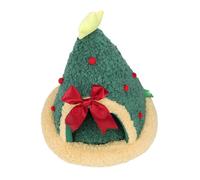 FILFEEL Cat Cave Bed for Cats - Semi-Enclosed Triangular Warm Pet House Tent with Fleece Lining, Festive Xmas Tree Design, Indoor Kitten Hideout & Small Dog, 18.9 X 18.7 Inch