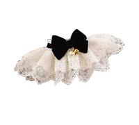 FILFEEL Cat Outfit, Lace Length 25cm Strap Length 20cm Cat Clothes Bandana with Lace Pearls Bells Bow Ties Polyester Material for Kitten (M)