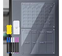 FILFEEL Clear Acrylic Magnetic Monthly/Weekly Planner Calendar for Fridge - Large 40 * 30cm Magnetic Dry Erase Board (Monthly and Weekly)
