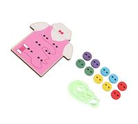 FILFEEL Colorful Wooden Threading Toy for Toddlers - Enhance Hand-Eye Coordination with Fun Clothes Shape Design (Pinkish Color)