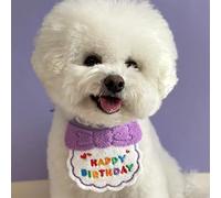 FILFEEL Cute Pet Bibs and Hats for Dogs and Cats, Funny Birthday Party Accessories, Wool Design for Photography and Daily Wear (Purple Bib and Hat)