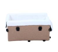 FILFEEL Dog Car for Small Dogs and Cats - Portable Soft Pet Travel Bed with Non-Slip Base & Seatbelt Straps - Compact Car Dog Bed for Cars Trucks SUVs - 17.7 X 10.2 X 9. Inches (Khaki)