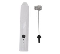 FILFEEL Electric Milk Frother Wand - Handheld Stainless Steel Milk Foam Maker for Coffee, Latte, Matcha & Protein Shakes - Rechargeable 1200mAh Battery, Compact Portable Design, 96g Light (White)