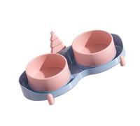 FILFEEL Elevated Double Cat Bowls - Stylish Ceramic Pet Feeders, Tip Design, Beveled Opening for Easy Feeding (Pink)
