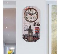 FILFEEL European Retro Rectangular Wall Clock for Home Living Room and Bar Decoration, Stylish MDF Design with Easy Wall Hanging