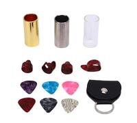 FILFEEL Guitar Slide Set Kit 51mm - Stainless Steel Brass Glass Slides with Picks Finger Cots Storage Bag for Blues Rock Country Guitar Banjo Ukulele Bass
