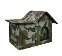 FILFEEL Insulated Outdoor Cat House - Foldable Kitty Shelter with Thermal Lining & Windproof Door Flaps for Garages Porches Barns - Large Space Cat Bed for Stray or Small Dogs - 16.9 X 11 (Outdoor