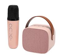FILFEEL Karaoke Machine Set - USB Memory Card Portable Speaker with Microphone for Home and Party Use (Roseate)