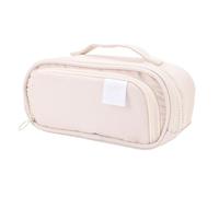 FILFEEL Large Pencil Bag with Pull Out - Beige Pencil Pouch for School & Office, Zoned Storage for Pens Markers Erasers & Stationery, Sturdy Metal Zipper, Aesthetic Large Capacity