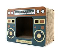 FILFEEL Large Retro Cardboard Cat Scratch House - and Spacious for Resting and Play (Radio)