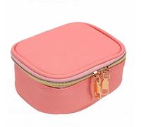 FILFEEL LED Mirror Makeup Bag with 3 Adjustable Lighting Modes Detachable Mirror PU Leather Portable Travel Cosmetic Organizer for Women (Pink)