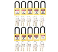 FILFEEL Lockout Lock, 38mm Nylon Engineered Security Padlock for Industrial Site, Safety Padlocks Set with 2 Keys Per Lock, 10 Sets(yellow)