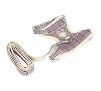 FILFEEL Lost Cat Harness with Leash, Escape-Proof I-Shaped Vest for Walking, Check Pattern (1.5cm (suitable for 7-16 pounds))