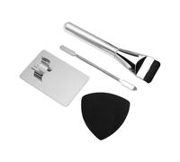 FILFEEL Makeup Mixing Palette Set Stainless Steel Palette Tray Dual Ended Spatula Flat Foundation Brush Black Blending Sponge with Rubber Wrapped Finger Hole for Foundation Mixin