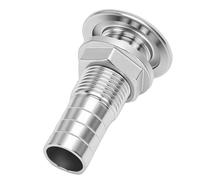 FILFEEL Marine Grade 316 Stainless Steel Thru Hull Fitting - /2 Inch Barbed Thru Drain Connector for Boat Hull Drainage Cooling Systems - Outlet Fitting (1/2 Inch Half Thread Outlet Without Gasket)