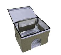 FILFEEL Pet Cooling House for Cats - Foldable Portable Cat Cave with 14 Reusable Ice Bags, Premium 600D Oxford Fabric, Summer Heat Relief Shelter, 19.7 X 14 X 15.4 Inch (OD Green)