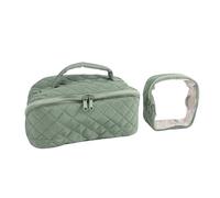 FILFEEL Portable Cosmetic Bag - 180° Lay Flat - Toiletry Bag with Multiple Compartments & Small Clear Pouch for Travel, Business Trip, Gym, and Daily Use - 25x14x13cm Cotton-Cloth Makeup (25*14*13cm)