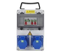 FILFEEL Portable Industrial Outlet Distribution Box - IP44-67 Electrical Socket Box for Construction Site, Workshop & Factory - ABS+PC Enclosure, 260x170x140mm with 2 Matching Plugs