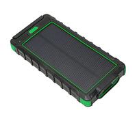 FILFEEL Portable Solar Phone 20000mAh Power Bank with and LED Flashlight for Outdoor Activities (Black Green)
