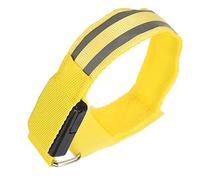 FILFEEL Reflective LED Armband with Straps - Luminous Dual Strips for Night Running, Walking, and Biking - Battery Powered Gear (Yellow)