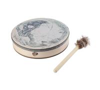 FILFEEL Shaman Drum, Round Vintage Color Handcrafted Wood Leather Percussion Instrument with Drum Stick, for Sound Meditation Spiritual Healing Music Lovers Decor Gift (silver)