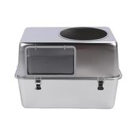 FILFEEL Stainless Steel Enclosed Cat Litter Box with Top Entry Lid and -Proof Design - Odor Blocking Covered Cat Toilet for Multiple Cats - Includes Stainless Scoop - 23.43 X 15.55 Inch