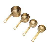 FILFEEL Stainless Steel Measuring Cups Set 4-Piece Stackable Gold Cooking Baking Measuring Cups with Hanging Holes 60ml 80ml 125ml 250ml Precise Kitchen Gadgets
